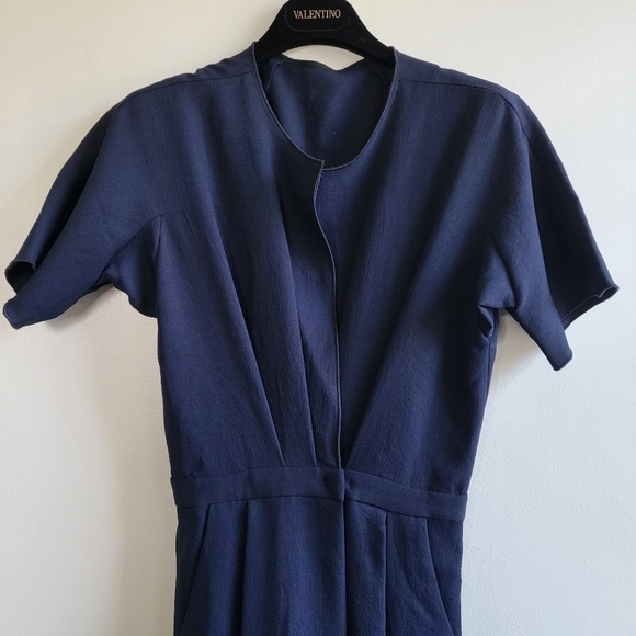 New Rachel Comey Ardent Split Neck Wide Leg Pebble Midnight Jumpsuit NWT Size 0 - Picture 14 of 17